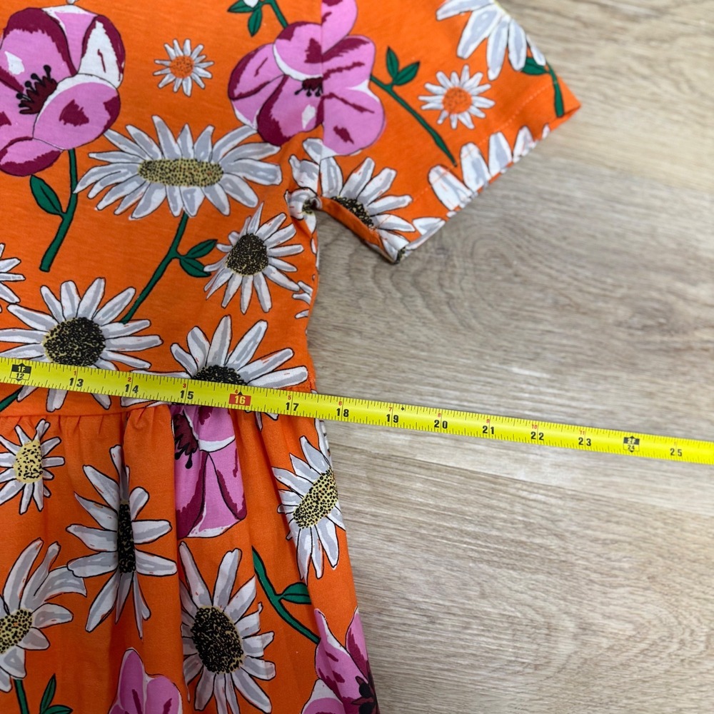 Zara Orange Floral Print T-Shirt Dress Women Size M 100% cotton - Picture 5 of 7